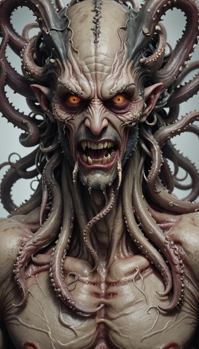 Handsome Tentacled Monster in Hyper-Realistic Style