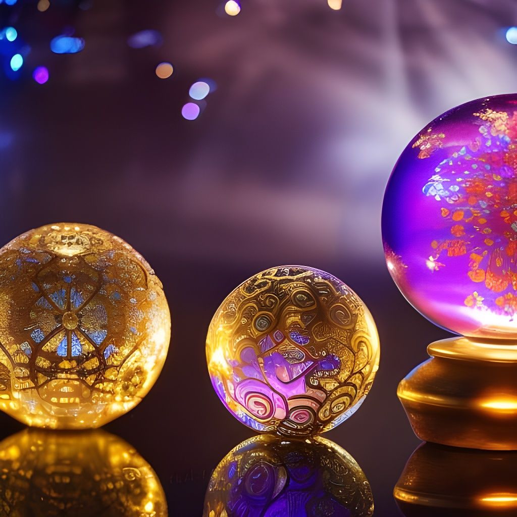 Magical Musical Orbs Underwater in Art Nouveau Style