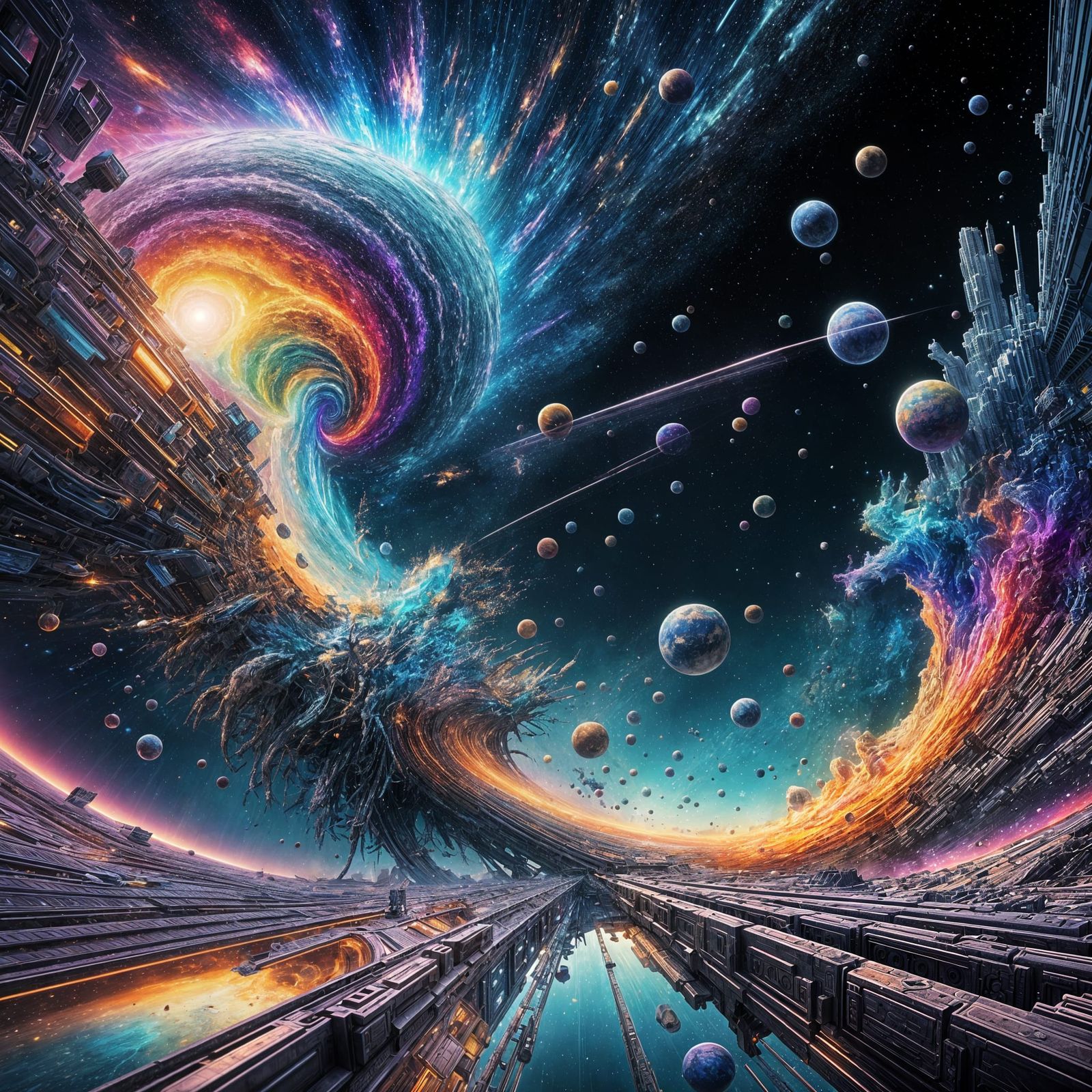 Surreal Glitch Art Galaxy in 16K Resolution