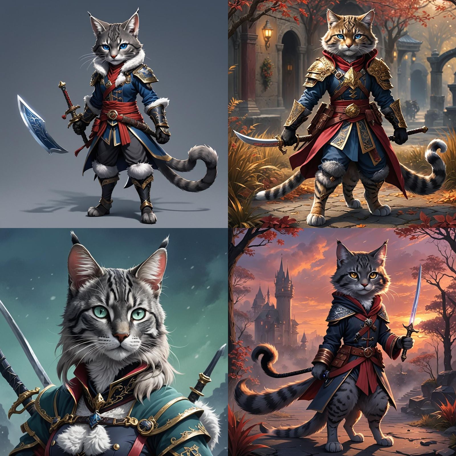 Tabaxi Warrior in Anime Style with Dual Scimitars