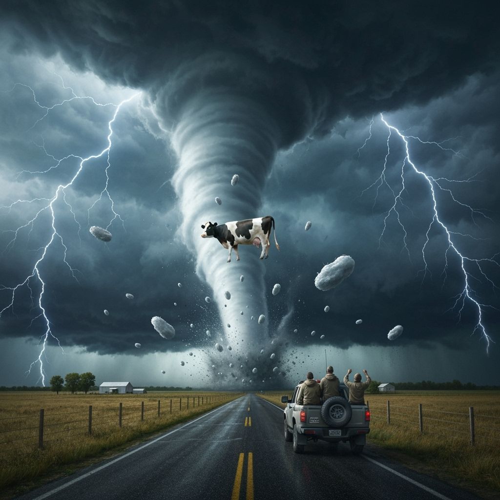 Massive Tornado Rips Through Farm with Hail and Cow