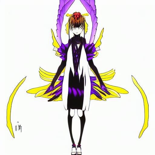 Asian Demon with Cyborg Wings, Junji Ito Style