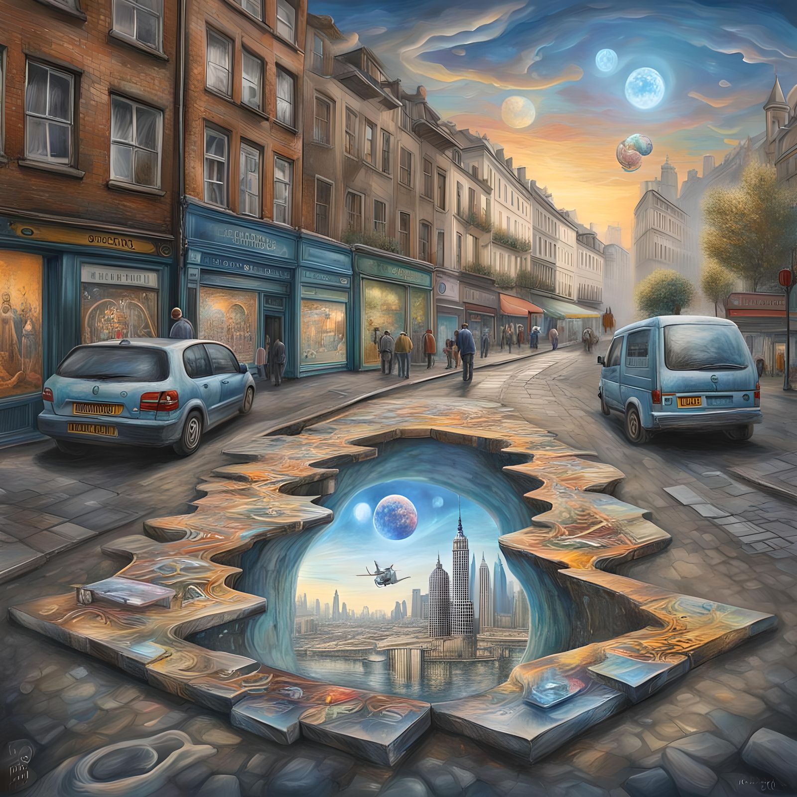 Surreal Distorted Reality in Street Art Style