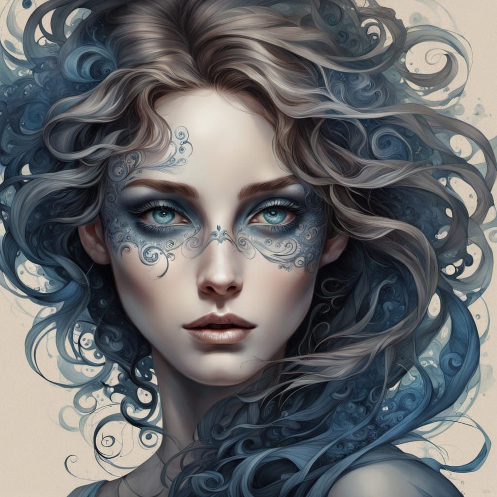 Ethereal Dark Fantasy Portrait in Captivating Oil Painting S...