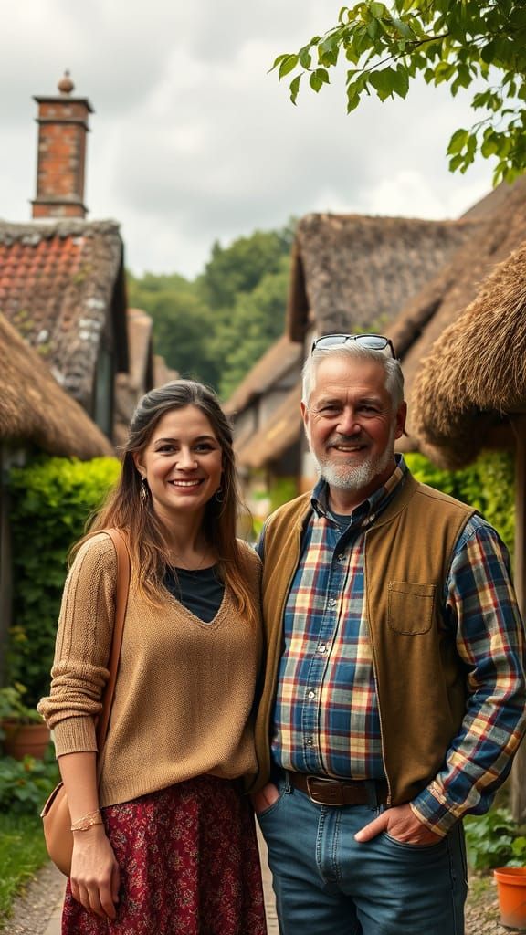 Village Reunion: A Heartwarming Scene in Earthy Tones