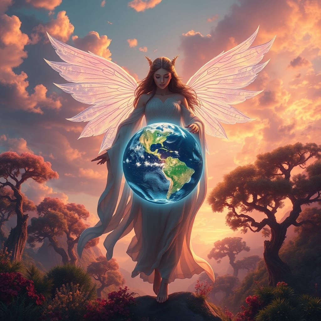 Ethereal Guardian of a Radiant Planet