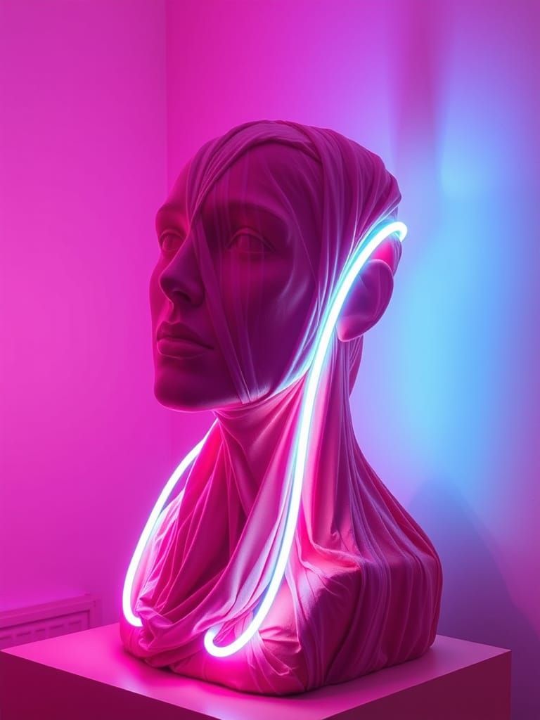 Synthwave Neon Sculpture Molded From Living Fabric
