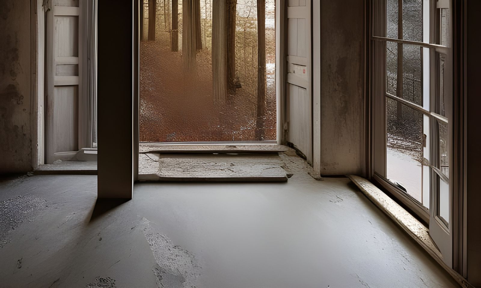 Street View Through Window in Trompe L'Oeil Style