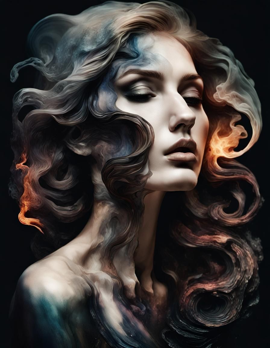 Transgender Figure in Chiaroscuro Ink Illustration