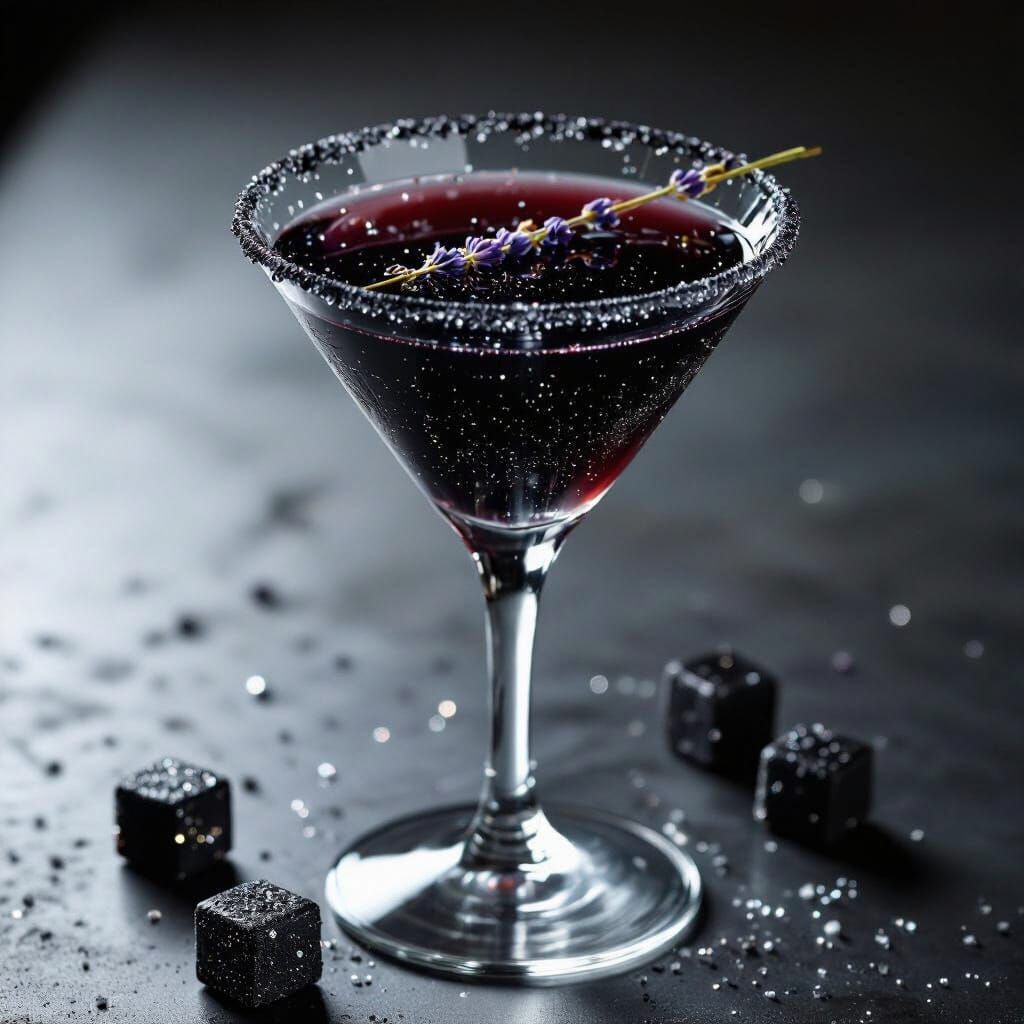 Elegant 'Eclipse Noturno' Cocktail in Photorealistic Style