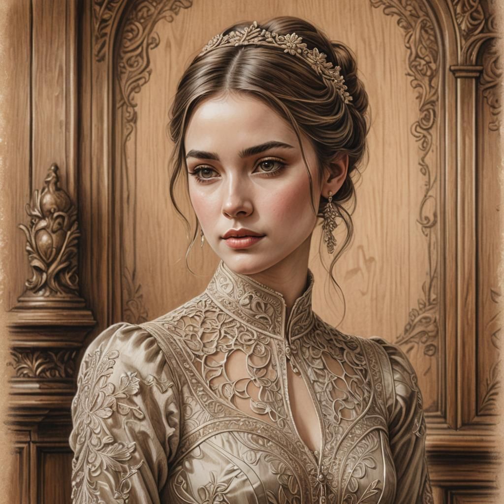 Detailed Pencil Portrait of a Beautiful Girl