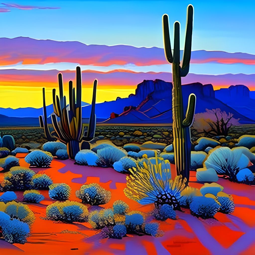 Sonoran Desert Sunset: Open Impressionism Painting