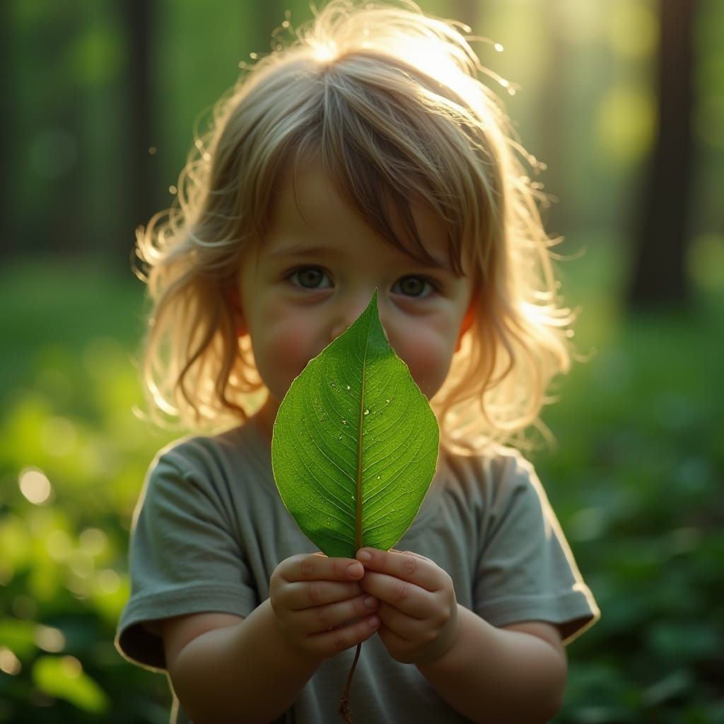 Child in Forest Reflects Cybernetic Future