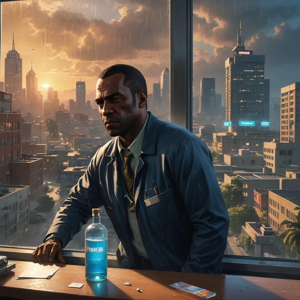 Franklin Gazes from Hospital Window in Golden Hour