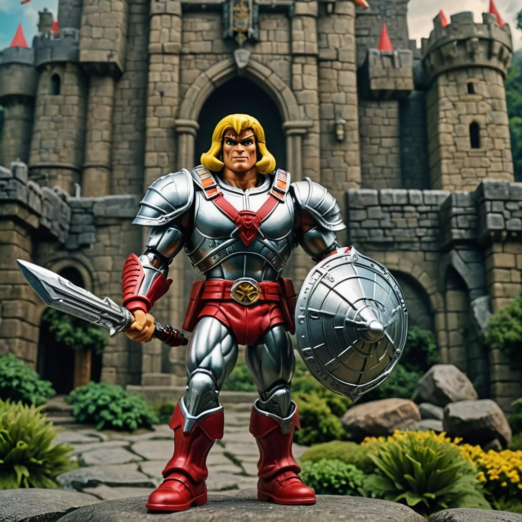 He-Man and Battlecat 80s Toy Action Scene