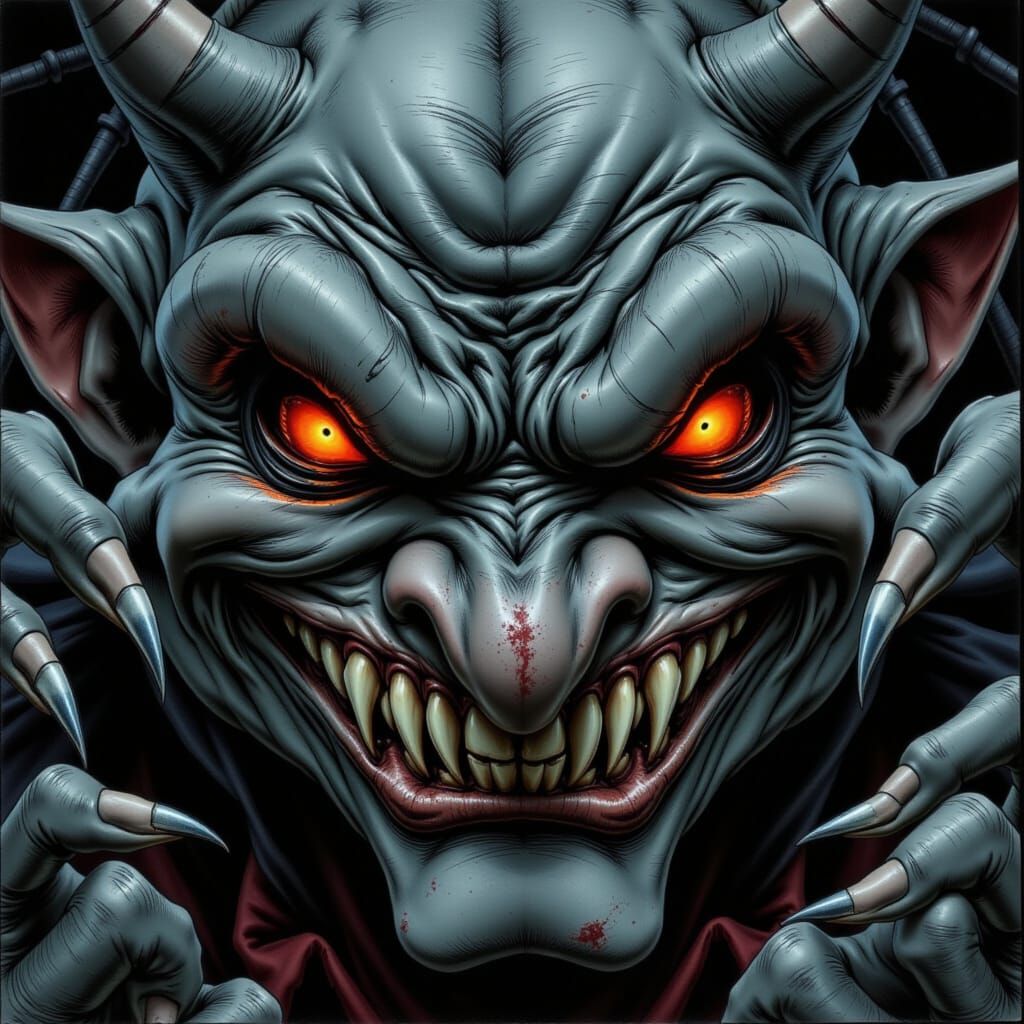 Wicked Gargoyle in Dark Grey Stone