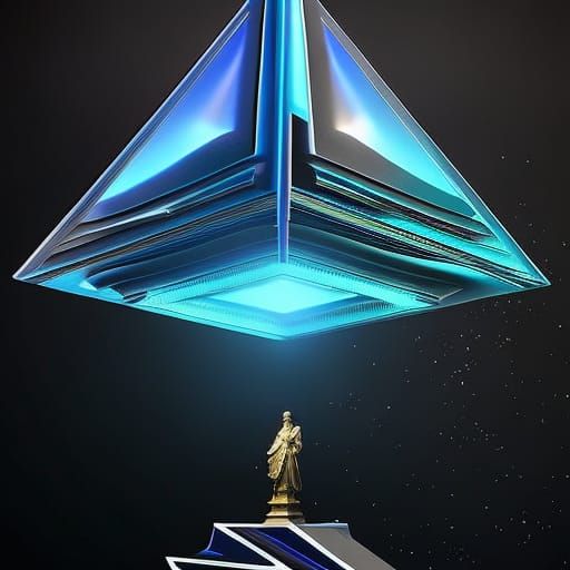 Abstract 3D Cube and Triangle in Cosmic Style