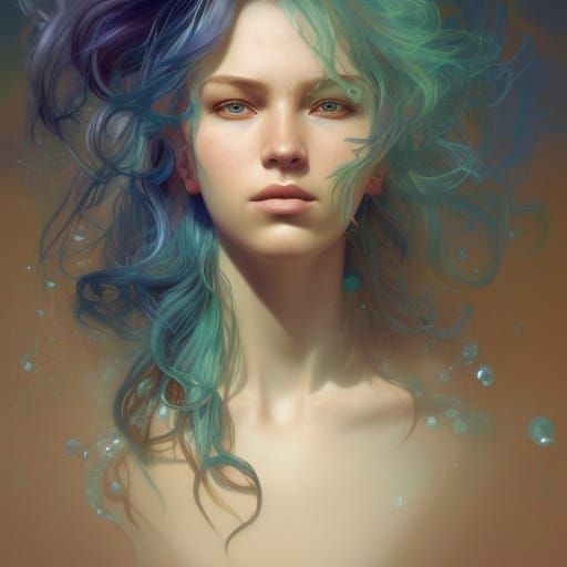 Mermaid with Aquamarine Highlights, Splash Art