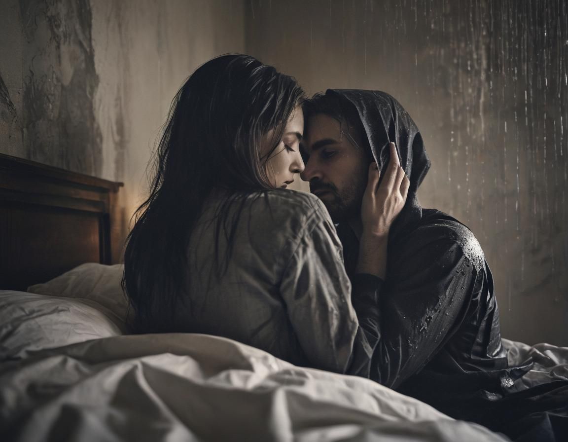 Eerie Embrace: A Sinister Surrealist Couple