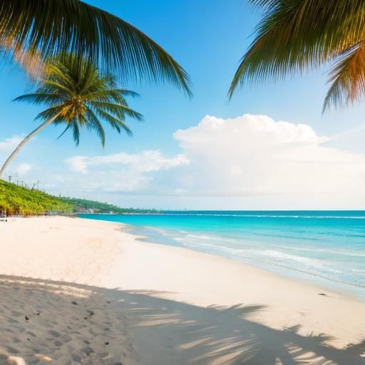 Idyllic Beach Scene in Summer Sunlight