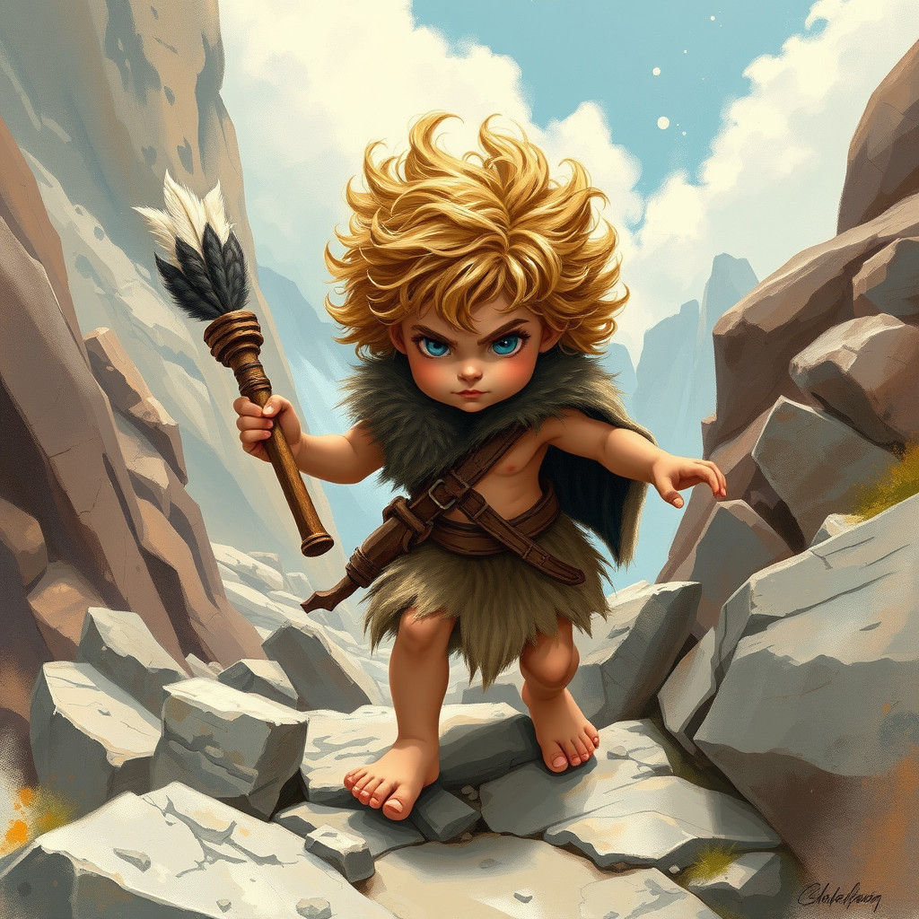 Young Barbarian Child's Mountain Adventure