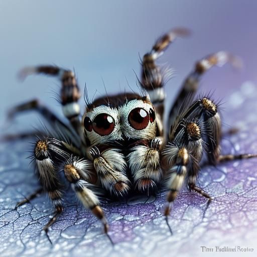 Cute Jumping Spider in Ethereal Fantasy Style
