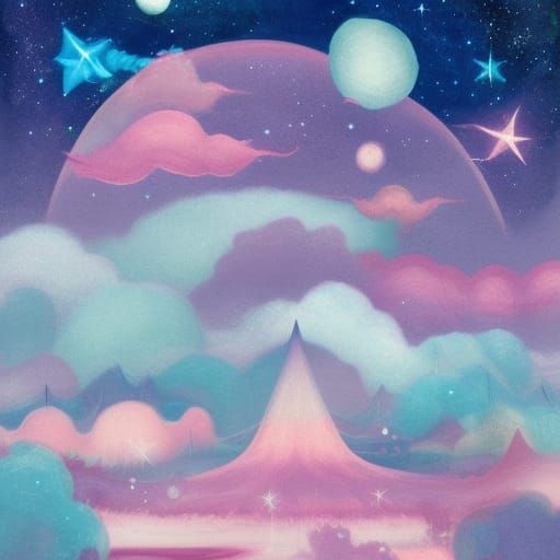 Cosmic Nursery: A Surreal Dreamlike Illustration