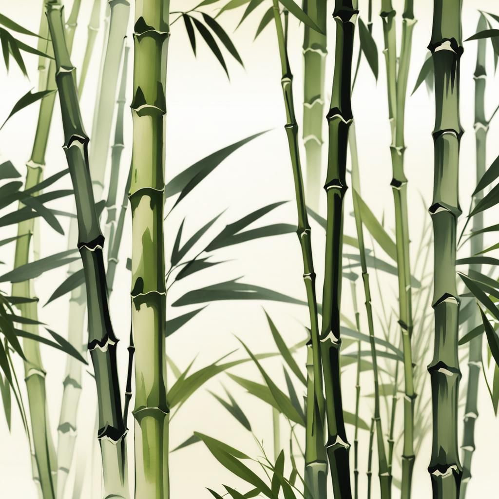 Bamboo in Chinese Ink Painting Style