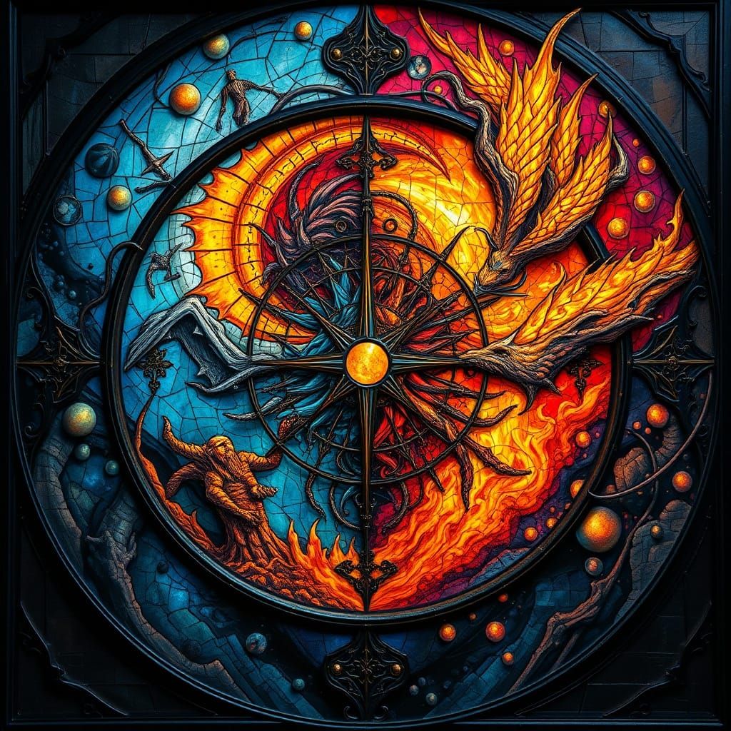 Cosmic Balance: Creation & Destruction in Stained Glass Art