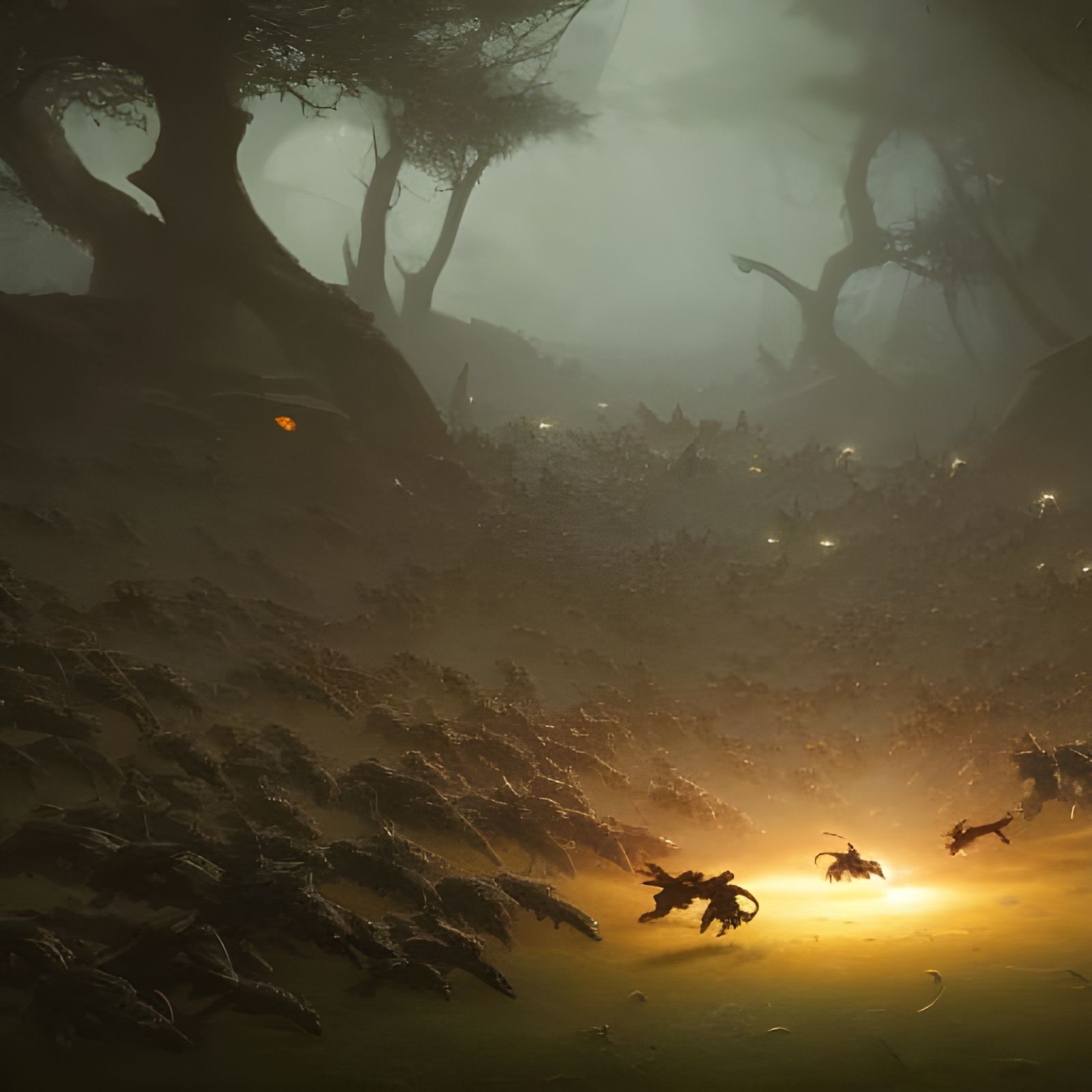 Squirrel Army Battles Evil Turtles: Dark Fantasy Art