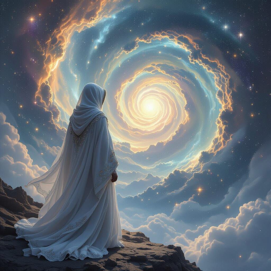 Cosmic Abyss: Starlight Figure in Digital Painting