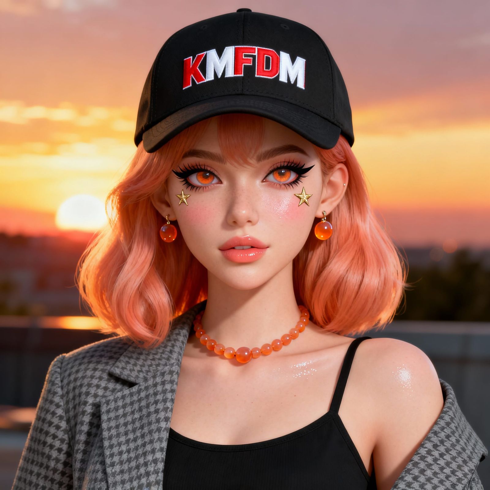 CGI Portrait of Young Woman with Pastel Eyes and Star Accent...