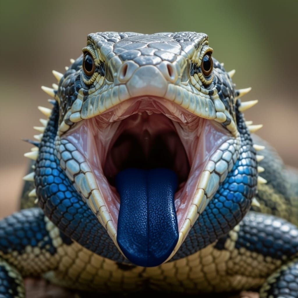 Blue-tongue skink threat display.