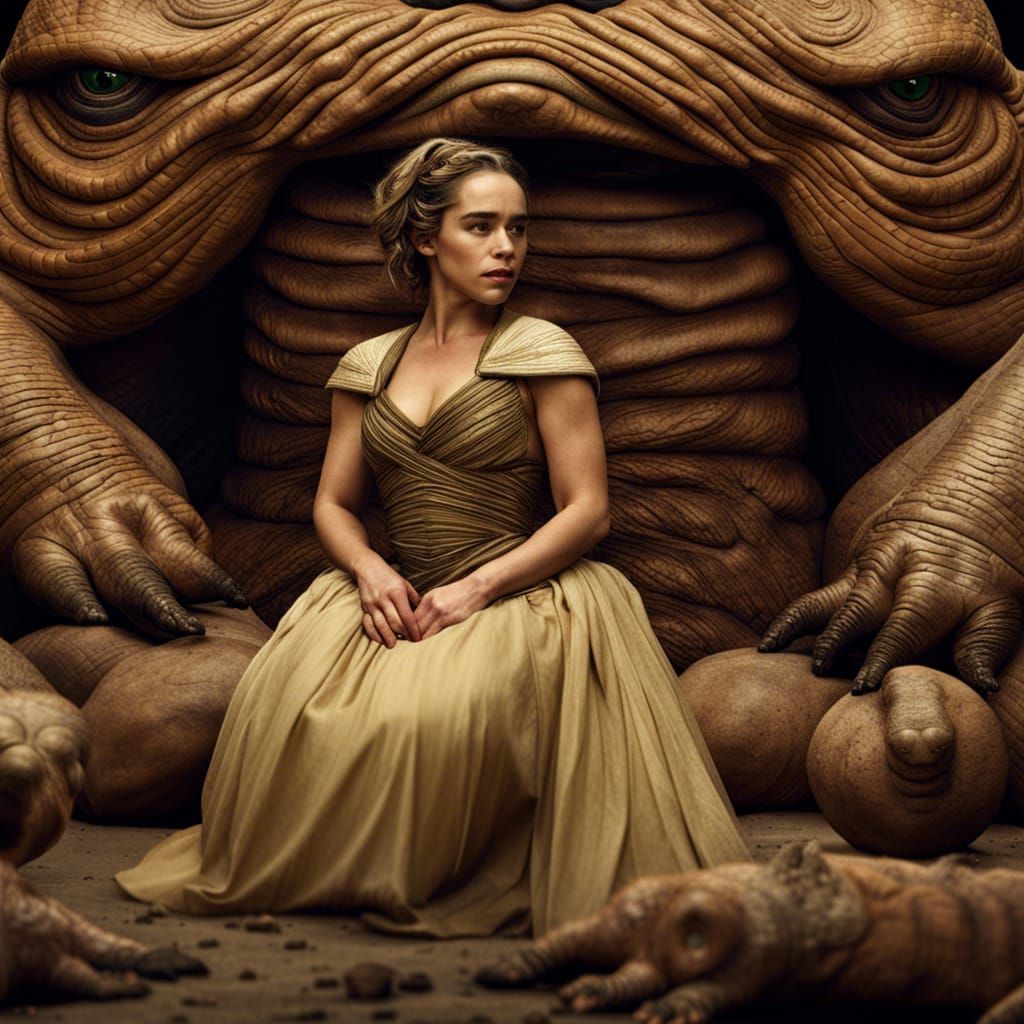 Emilia Clarke as Jabba Courtesan, Hyperrealistic Image
