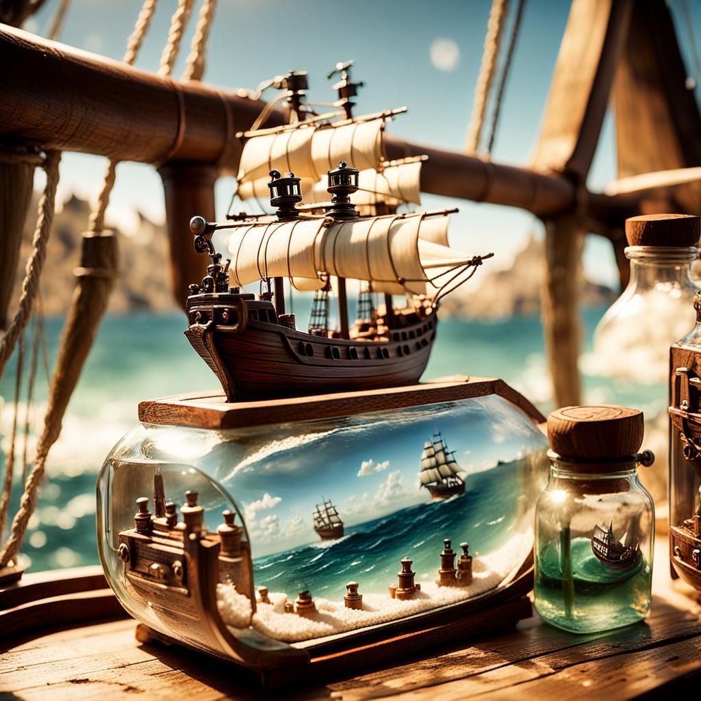Pirate Ship in a Bottle Cinematic Still