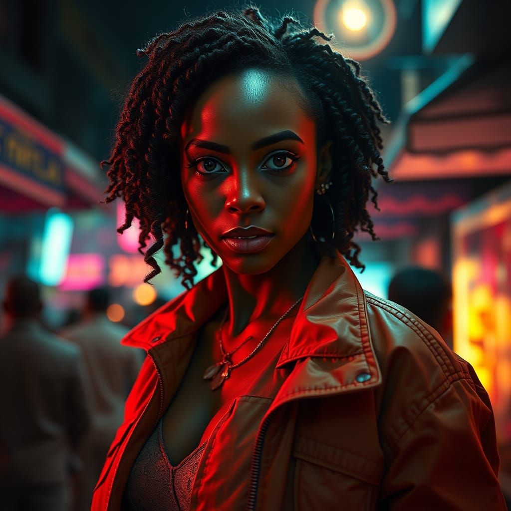 Confident Ethiopian Woman in Vibrant Nightlife