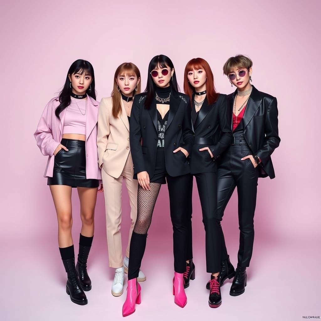 K-Pop Stars in Vibrant, Contemporary Style