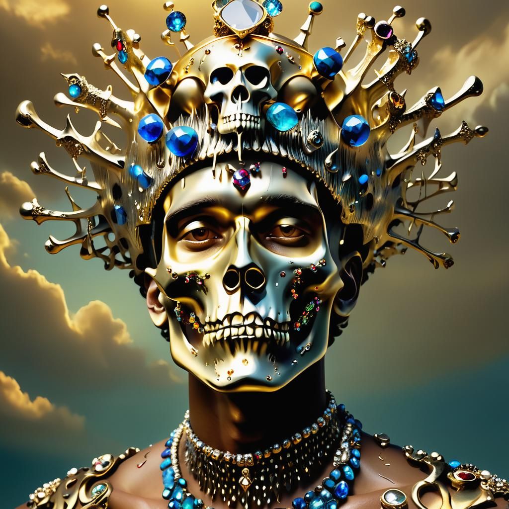 Man with Skull Crown in Surrealist Style