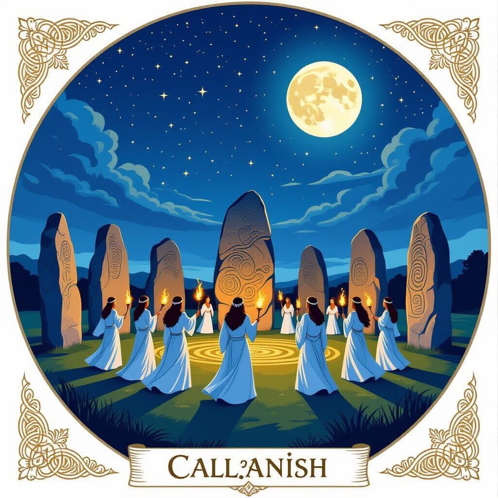 Mystical Celtic Ritual Under a Starry Night Sky