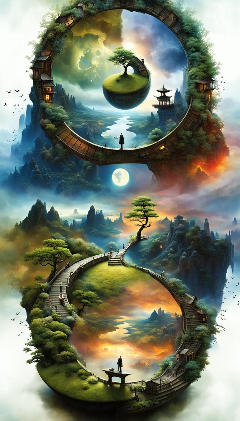 Surreal Stargate Scene with Fantasy Garden