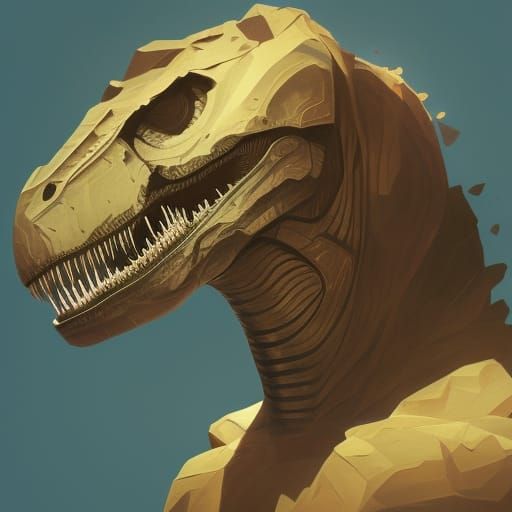 Hyperdetailed T-Rex Portrait in Art Nouveau Style