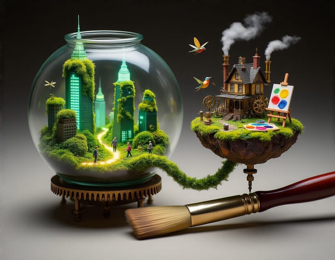 Interconnected Miniature Realms in Macro Photography