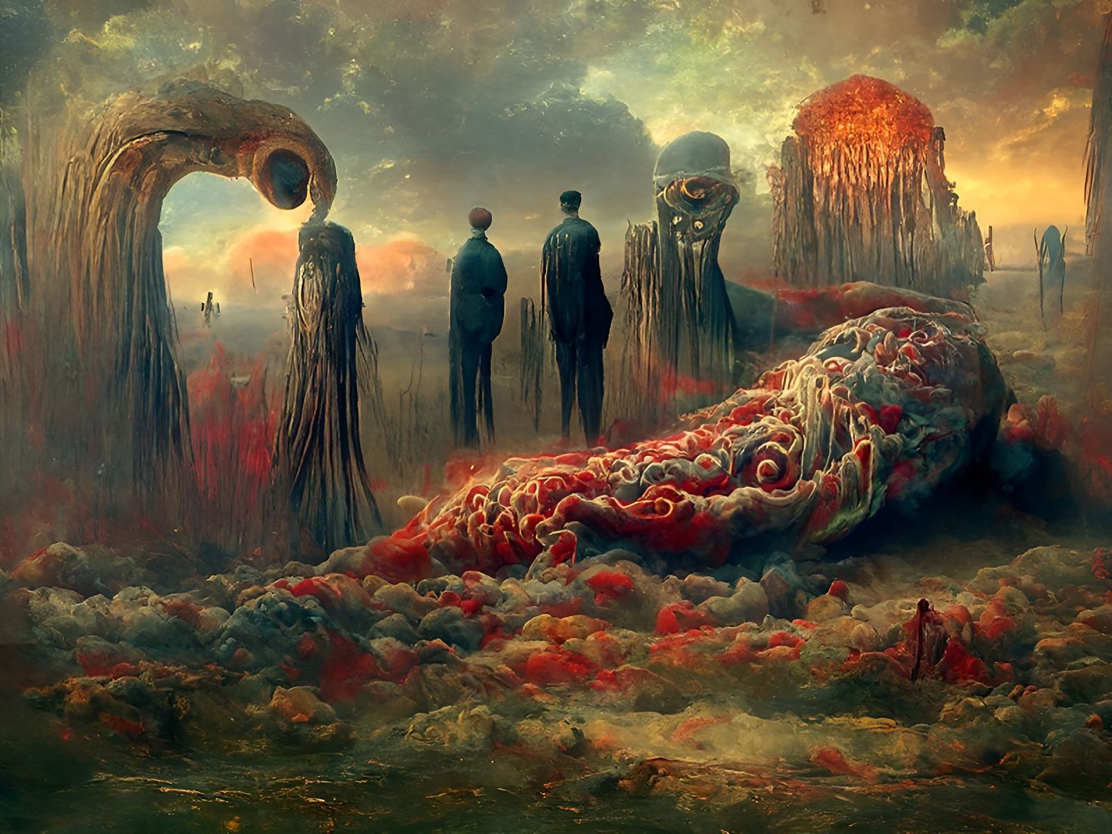 Surreal End of Days Painting in Psychedelic Style