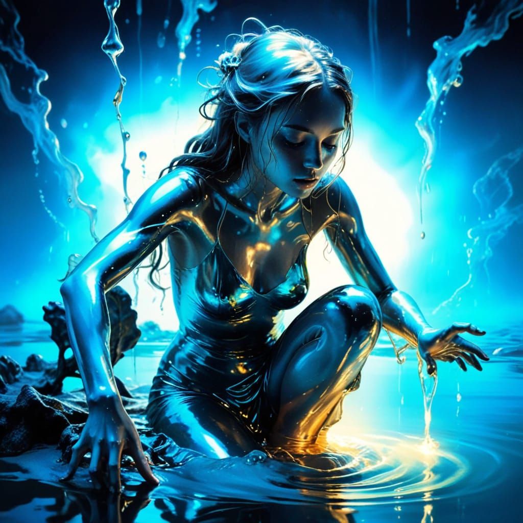 Girl in Water: Dreamlike Surreal Digital Art
