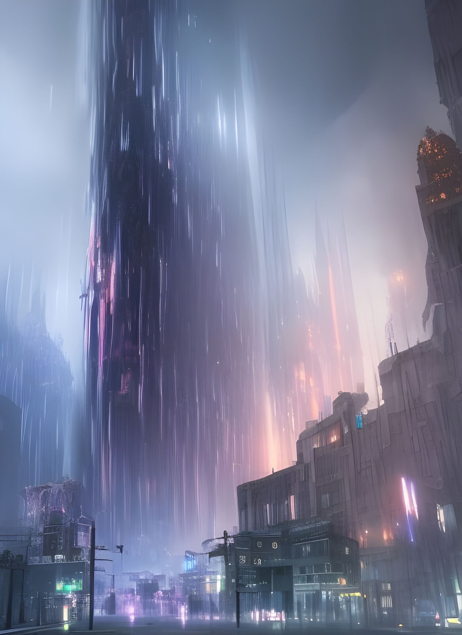Luminescent Crystal Tower Flood: Digital Art Masterpiece