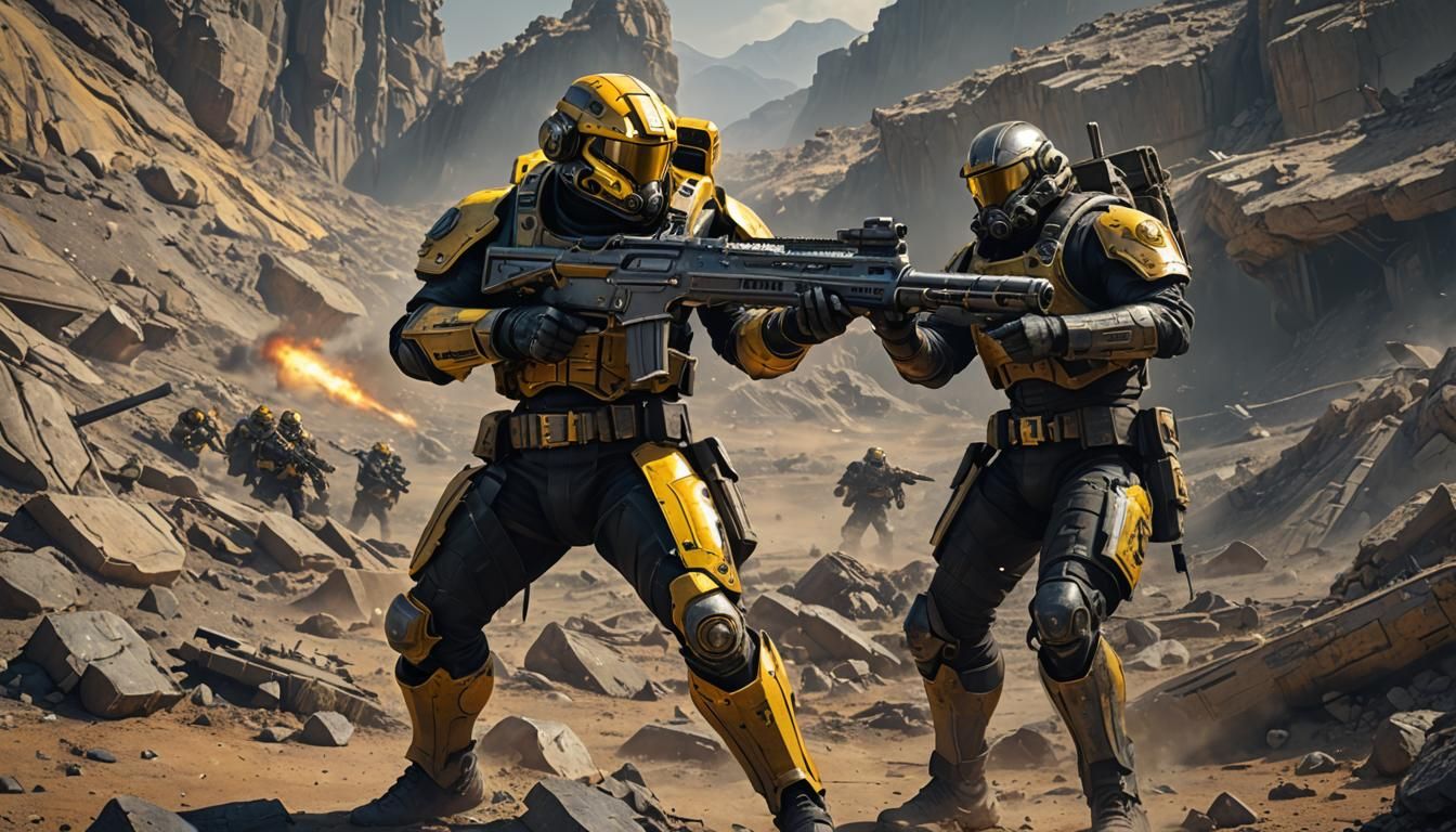 Sci-Fi Trooper in Battlefield - Helldivers 2 Style