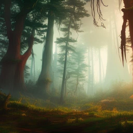 Fantastical Forest Matte Painting in Deep Color