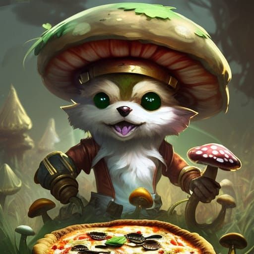 Captain Teemo Yordle Makes Mushroom Pizza