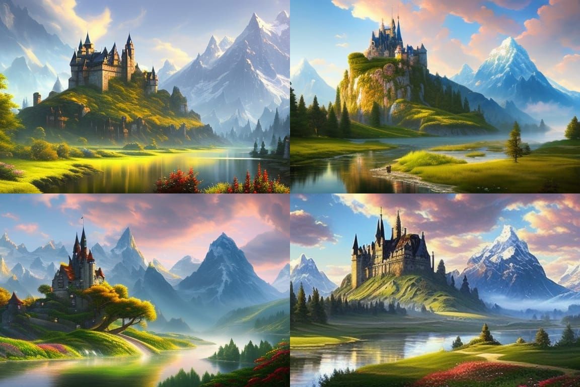 Fantasy Castle Landscape Digital Painting