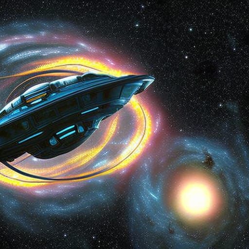 Alien Warship Displaying Gravitational Lensing Effect